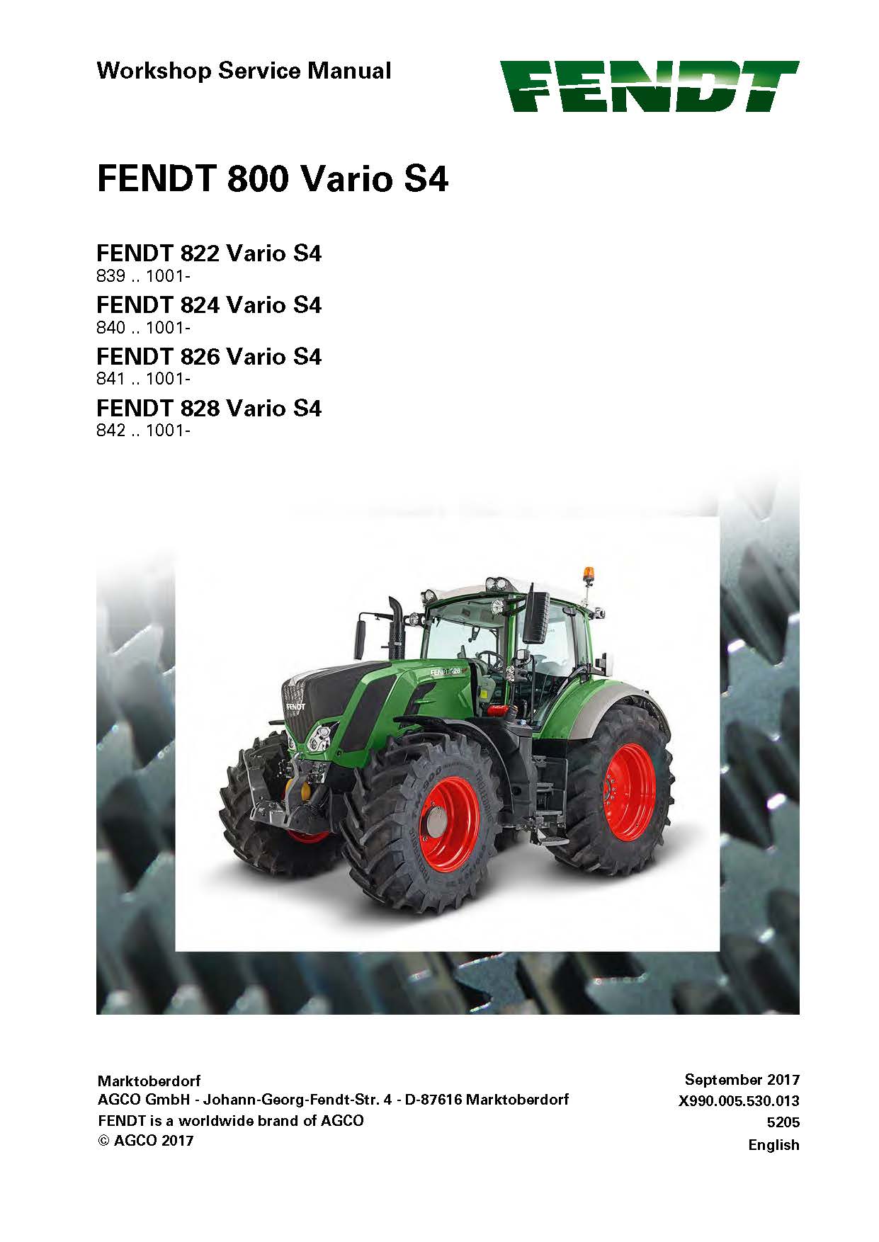 Fendt Vario S Tractor Workshop Service Manual