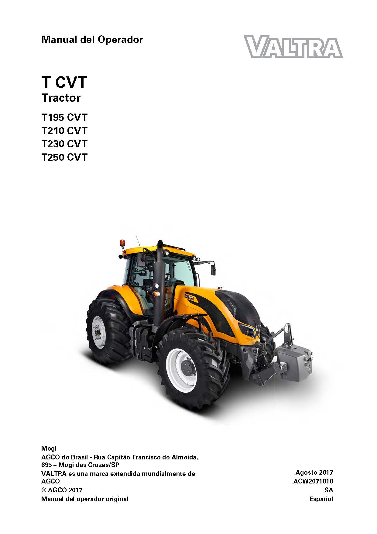 Valtra T T T T Cvt Tractor Pdf Operator S Manual