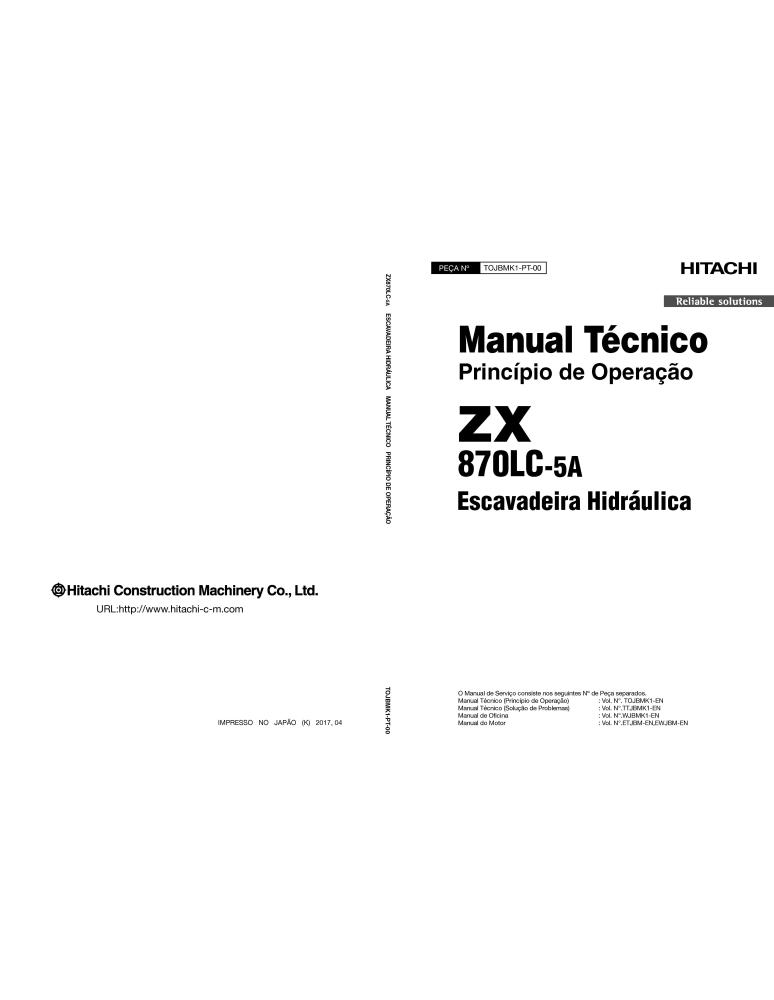 Hitachi ZX 870LC 5A escavadeira hidráulica pdf princípio operacional