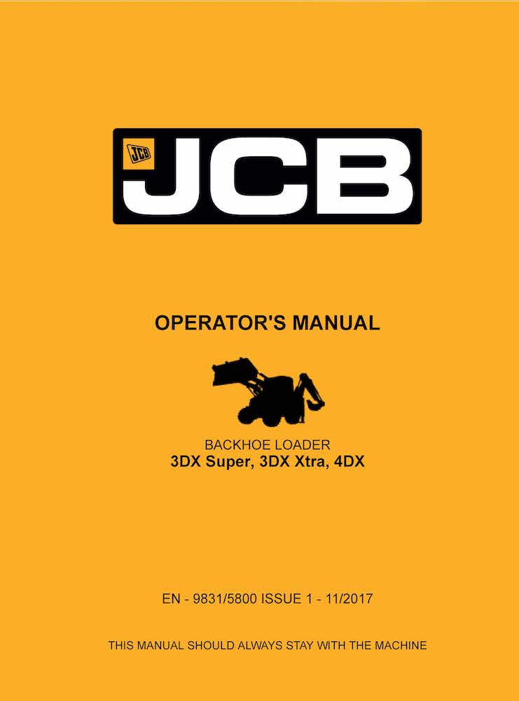 Jcb Dx Super Dx Xtra Dx Backhoe Loader Pdf Operator S Manual