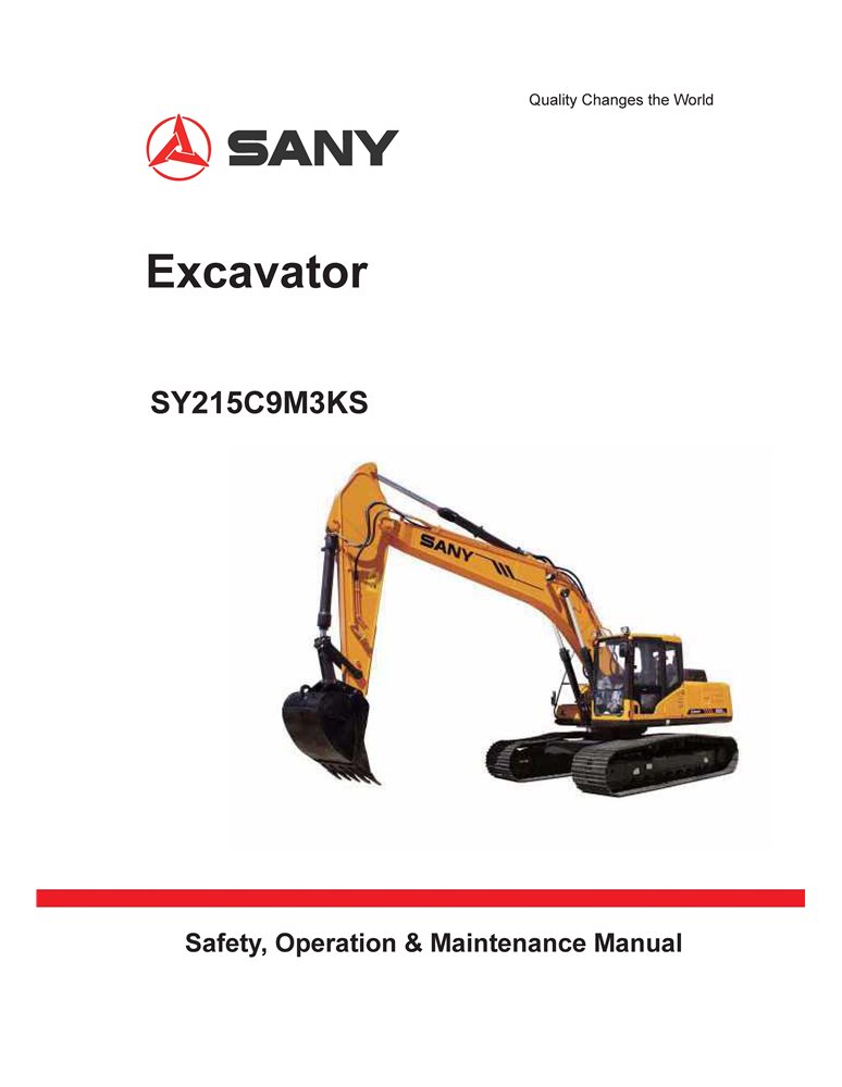 Sany SY215C9 M3KS Excavator Pdf Operation And Maintenance Manual