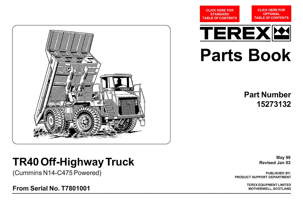 Libro De Repuestos Para Camiones Todoterreno Terex Tr