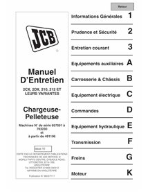 JCB 2CX, 3DX, 210, 212 S.N. 0480660-0929999 backhoe loader pdf service manual FR