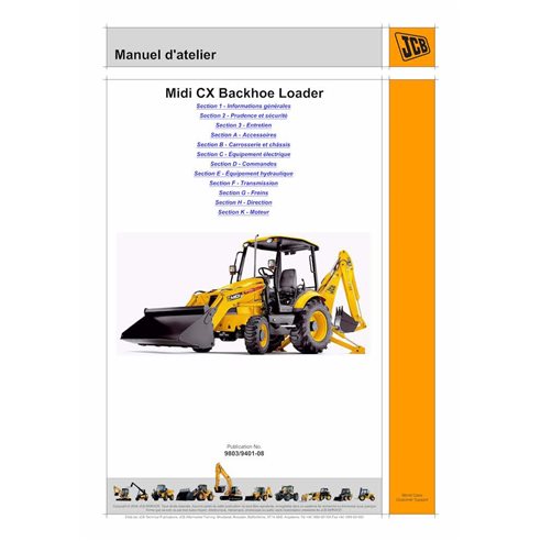 JCB Midi CX S.N. 0972175-2405000  backhoe loader pdf service manual FR