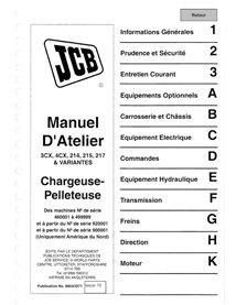 JCB 3CX, 4CX, 214e, 214, 215, 217 S.N. 0460001-0927500   backhoe loader pdf service manual FR