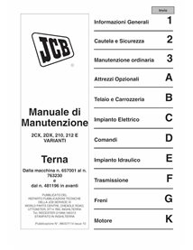 JCB 2CX, 3DX, 210, 212 S.N. 0480660-0929999 backhoe loader pdf service manual IT