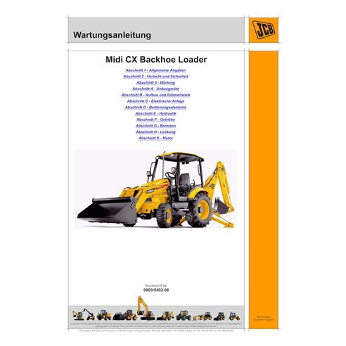 JCB Midi CX S.N. 0972175-2405000  backhoe loader pdf service manual DE