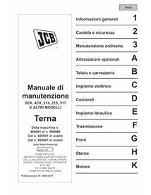 JCB 3CX, 4CX, 214e, 214, 215, 217 S.N. 0460001-0927500   backhoe loader pdf service manual IT