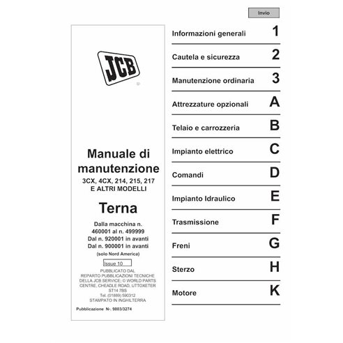 JCB 3CX, 4CX, 214e, 214, 215, 217 S.N. 0460001-0927500   backhoe loader pdf service manual IT