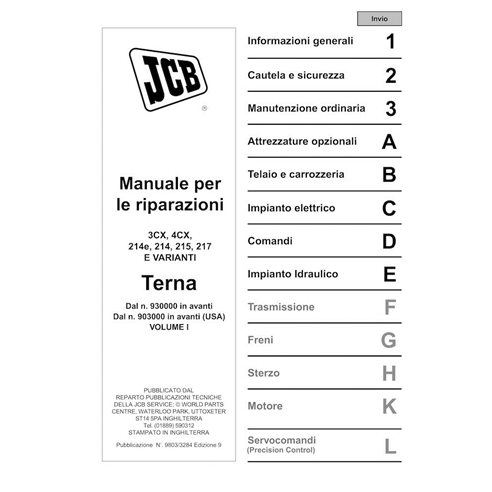 JCB 3CX, 4CX, 214e, 214, 215, 217 S.N. 0930000-0959999  backhoe loader pdf service manual IT