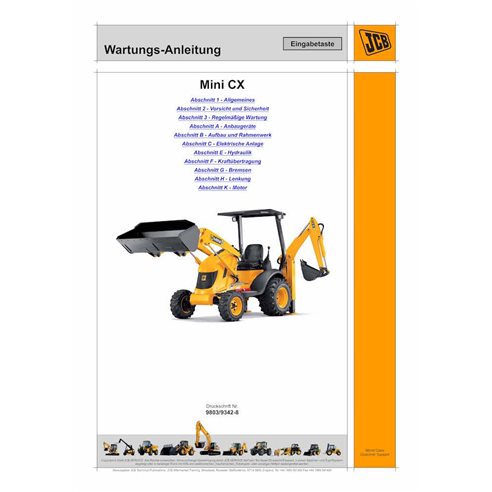 JCB Mini CX backhoe loader pdf service manual DE