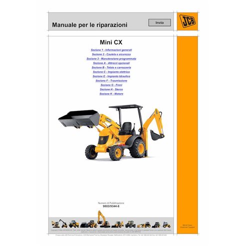 JCB Mini CX backhoe loader pdf service manual IT