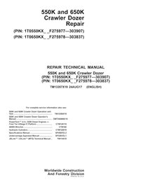 TM13357X19 John Deere 550K, 650K PIN: 275977-303837 crawler dozer repair technical manual (TM13357X19)