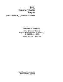 John Deere 850J PIN: 130886-311988 crawler dozer pdf repair technical manual 