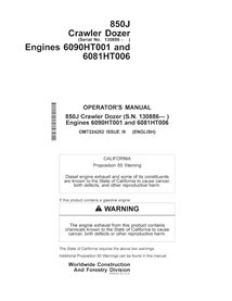 John Deere 850J PIN: 130886-311988 crawler dozer pdf operator's manual 