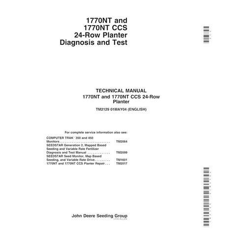 TM2129 John Deere 1770NT and 1770NT CCS 24-Row planter diagnosis and tests manual (TM2129)