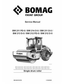 BOMAG BW211, BW212 PD-5, BW211, BW212, BW213, BW214 D-5 single drum roller pdf service manual 