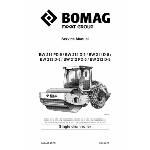 BOMAG BW211, BW212 PD-5, BW211, BW212, BW213, BW214 D-5 single drum roller pdf service manual 