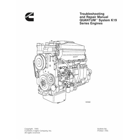 Cummins K19 Series engine pdf troubleshooting and repair manual 