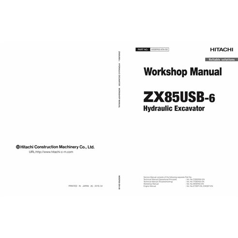 Hitachi ZX85USB-6 excavator pdf workshop manual 