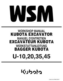 KUBOTA-97899-60501-WSM Manuel d'atelier PDF pour excavatrices Kubota U10, U20, U35, U45