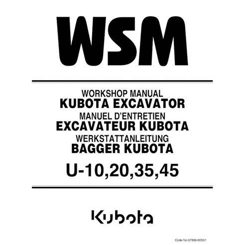 KUBOTA-97899-60501-WSM Manuel d'atelier PDF pour excavatrices Kubota U10, U20, U35, U45