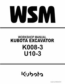 Kubota U008-3, U10-3 excavator pdf workshop manual 