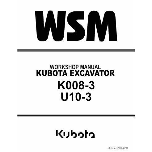 Kubota U008-3, U10-3 excavator pdf workshop manual 