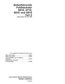 TM4488-DE John Deere 6610, 6710, 6810, 6910 forage harvester pdf technical manual - all inclusive DE