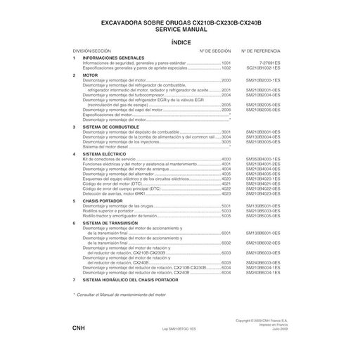 Case 210B, 230B, 240B excavator pdf service manual ES