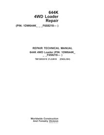 John Deere 644K PIN: F658218- wheel loader pdf repair technical manual 