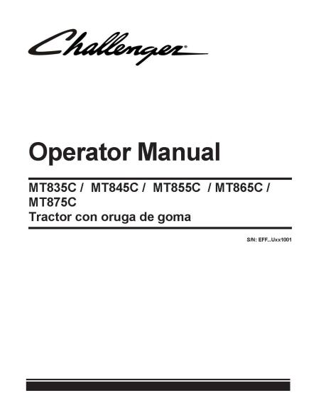 Manual del operador del tractor Challenger MT835C / MT845C / MT855C / MT865C / MT875C - Challenger manuales - CHAL-522626D1H