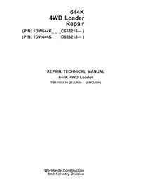 TM13119X19-06-18 John Deere 644K PIN: CD-658218- Manuel technique de réparation de chargeuse sur pneus au format PDF