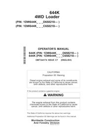 John Deere 644K PIN: C-D-658218- wheel loader pdf operator's manual 