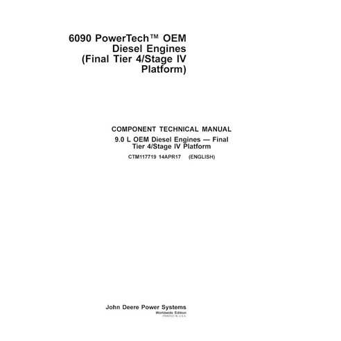 John Deere 6090 Powertech 9.0LTier4-Stage IV diesel  engine pdf technical manual 