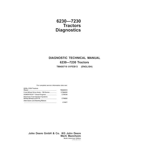 TM400719-FEB13 Manual técnico de diagnóstico para tractores John Deere 6230, 6330, 6430, 7130 y 7230 (TM400719)
