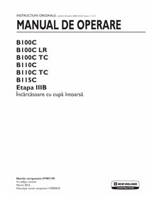 New Holland B100C, B110C, B115C STage IIIB backhoe loader pdf operator's manual RO