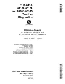 John Deere 6110, 6210, 6310, 6410, 6110L, 6310S, 6410S, 6510S, 6210L, 6310L, 6410L, 6510L tractor pdf diagnostic technical manua