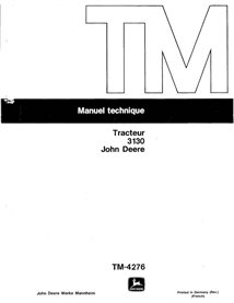 TM4276-FR Manuel technique complet du tracteur John Deere 3130 (TM4276)
