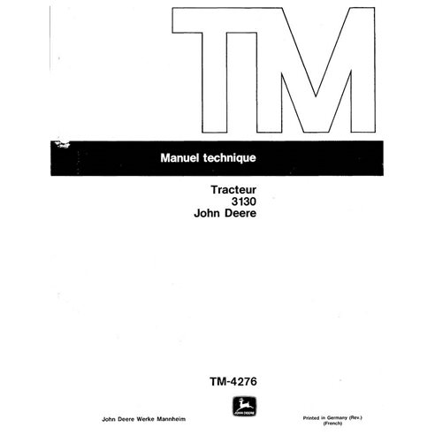 TM4276-FR Manuel technique complet du tracteur John Deere 3130 (TM4276)