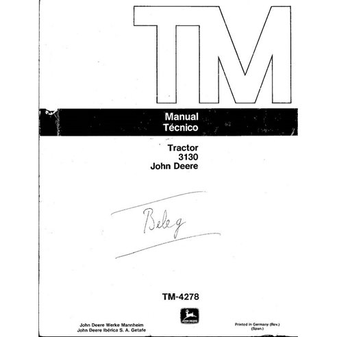 TM4278-ES John Deere 3130 tractor technical manual - all inclusive ES (TM4278)