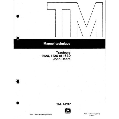 John Deere 1020, 1120, 1620 tractor pdf technical manual - all inclusive FR