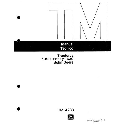 TM4288-ES Manual técnico completo para tratores John Deere 1020, 1120 e 1620 (TM4288)