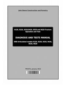 John Deere 9120, 9220, 9320, 9420, 9520, 9620 tractor pdf operation and test technical manual 