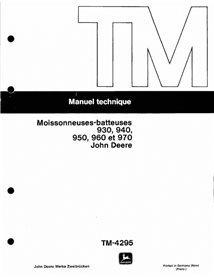 TM4295-FR Manuel technique PDF des moissonneuses-batteuses John Deere 930, 940, 950, 960, 970