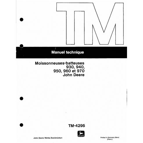 TM4295-FR Manual técnico en pdf de las cosechadoras John Deere 930, 940, 950, 960, 970