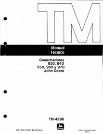 TM4296-ES Manuel technique de la moissonneuse-batteuse John Deere 930, 940, 950, 960, 970 ES (TM4296)