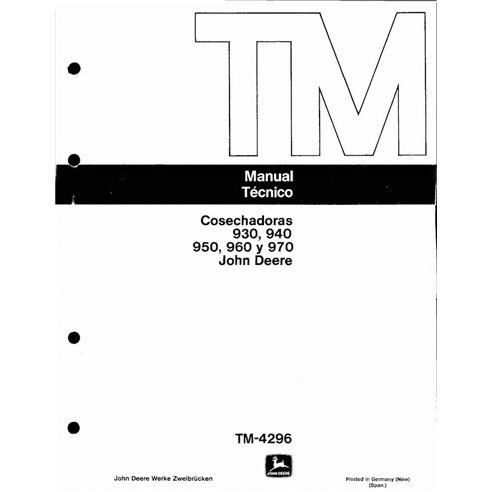 TM4296-ES Manual técnico en pdf de las cosechadoras John Deere 930, 940, 950, 960, 970 ES