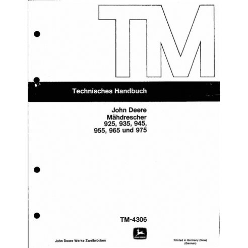 John Deere 925, 935, 945, 955, 965, 975 combine pdf technical manual DE