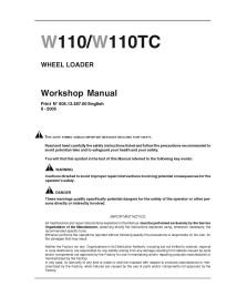 New Holland W110 / W110TC wheel loader workshop manual - New Holland Construction manuals - NH-6041348700